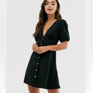 Pull & Bear Black Button Mini Dress - Size L